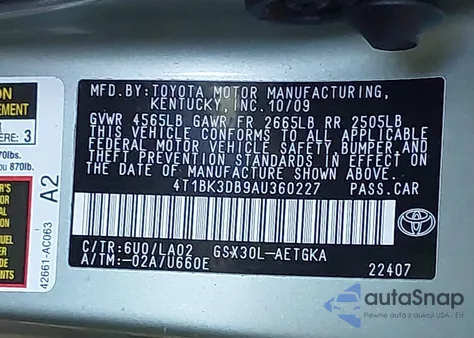 2010 Toyota Avalon Xls from USA, damaged, VIN 4T1BK3DB9AU360227